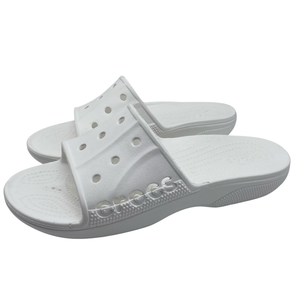 NEW Crocs Womens Shoes Baya Slide Sandals 9 White Flat Casual Cushioned Comfort